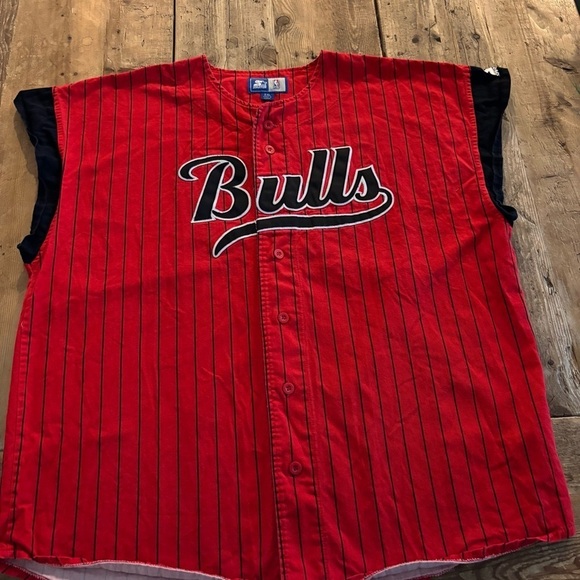 Vintage STARTER 90s Chicago Bulls Pinstripe Baseball Jersey 
Men’s XXL - Picture 6 of 13